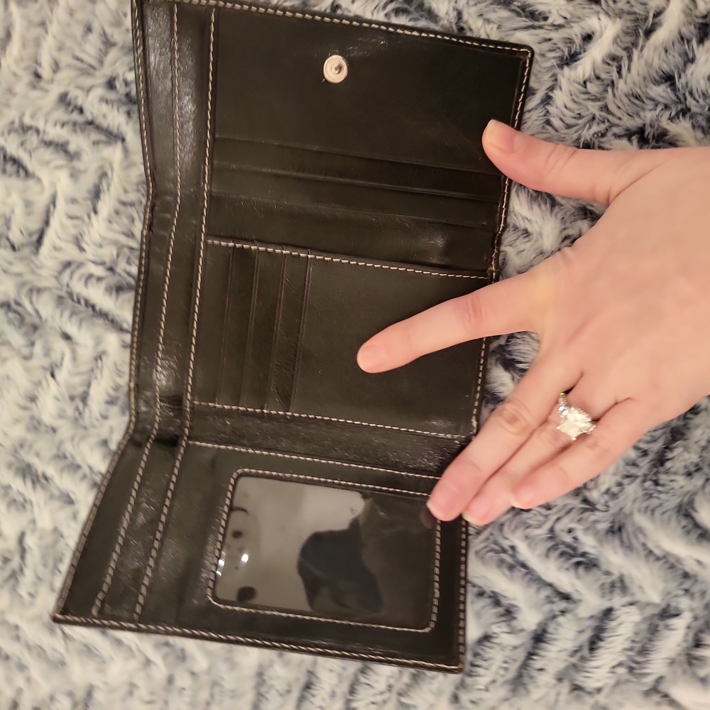 Black Coach Wallet with Stitching - Picture 3 of 3